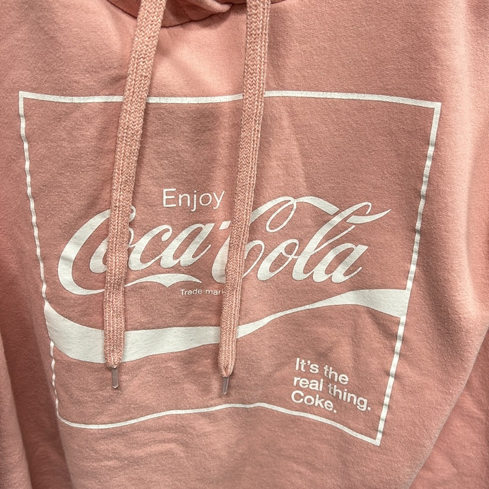 Coca-Cola Pink‎ Hooded Cropped Sweatshirt- Medium - Picture 2 of 4